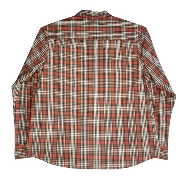 Merrell Mens Shirt Size XXL Orange Plaid Hiking Long Sleeve Button Collared 2XL - Picture 3 of 10